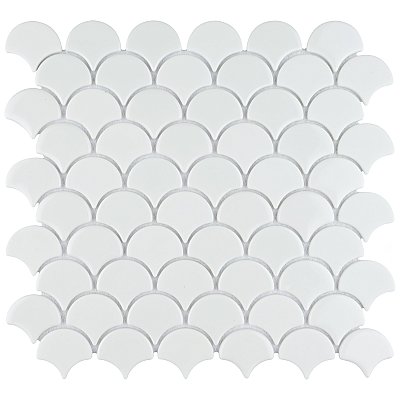 Expressions Scalloped White Glass Mosaic Tile - Per Sheet - .96 Sq. Ft. Per Sheet