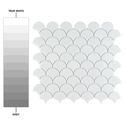 Expressions Scalloped White Glass Mosaic Tile - Per Sheet - .96 Sq. Ft. Per Sheet