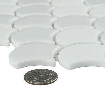 Expressions Scalloped White Glass Mosaic Tile - Per Sheet - .96 Sq. Ft. Per Sheet