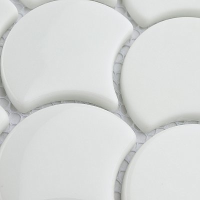 Expressions Scalloped White Glass Mosaic Tile - Per Sheet - .96 Sq. Ft. Per Sheet