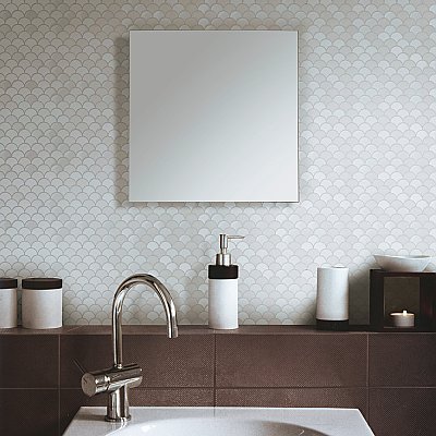 Expressions Scalloped White Glass Mosaic Tile - Per Sheet - .96 Sq. Ft. Per Sheet