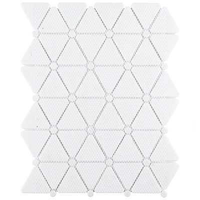 Expressions Treux White Glass Mosaic Tile - Per Sheet - .93 Sq. Ft. Per Sheet
