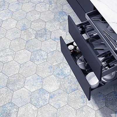 Emotion Hex Grey 9-7/8" x 11-1/4" Porcelain Floor & Wall Tile - 17 Tiles Per Case - 10.03 Sq. Ft.