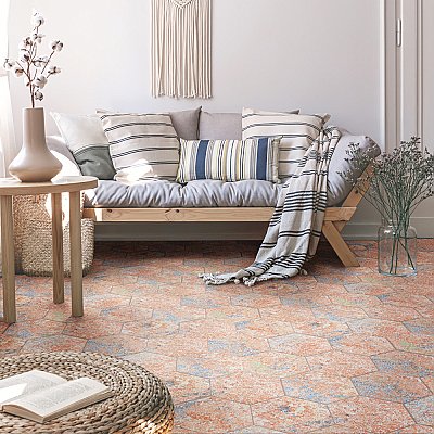 Emotion Hex Red 9-7/8" x 11-1/4" Porcelain Floor & Wall Tile - 17 Tiles Per Case - 10.03 Sq. Ft.