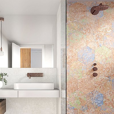 Emotion Hex Red 9-7/8" x 11-1/4" Porcelain Floor & Wall Tile - 17 Tiles Per Case - 10.03 Sq. Ft.