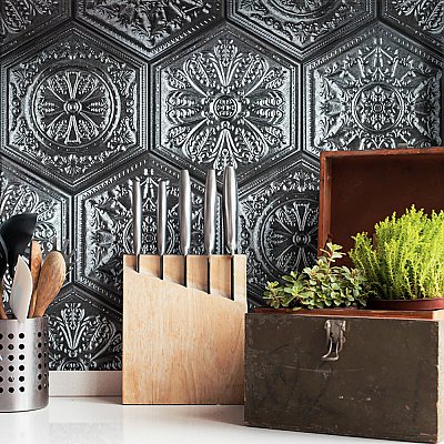 Zinc Hex Silver Decor 9-7/8" x 11-1/4" Porcelain Floor & Wall Tile - Sold Per Case of 17 - 10.03 Sq. Ft.