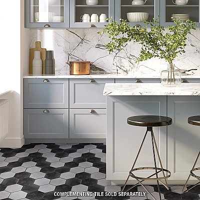 Industrial Hex Black 8-1/2" x 9-7/8" Porcelain Floor & Wall Tile - 9 Tiles Per Case - 4.05 Sq. Ft.