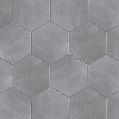 Industrial Hex Silver 8-1/2" x 9-7/8" Porcelain Floor & Wall Tile - 9 Tiles Per Case - 4.05 Sq. Ft.