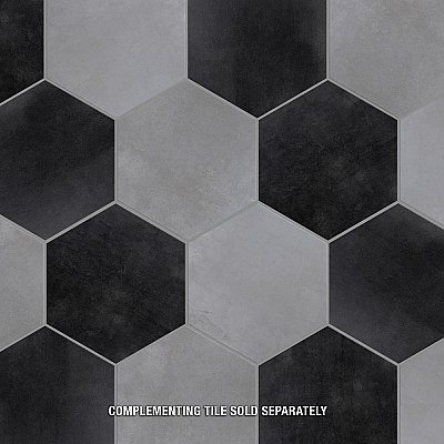 Industrial Hex Silver 8-1/2" x 9-7/8" Porcelain Floor & Wall Tile - 9 Tiles Per Case - 4.05 Sq. Ft.