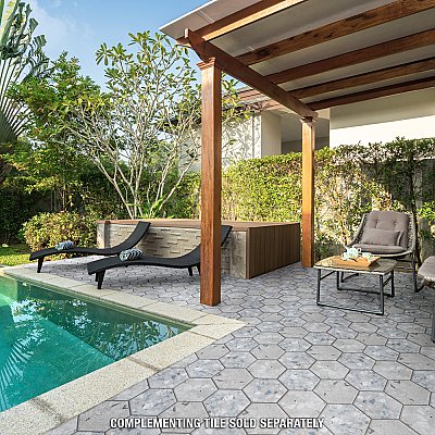 Recycle Hex River White 8-1/2" x 9-7/8" Porcelain Floor & Wall Tile - 9 Tiles Per Case - 4.05 Sq. Ft.
