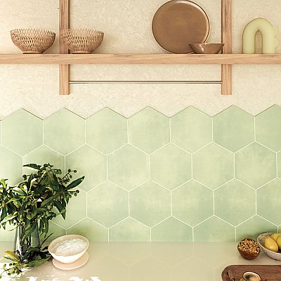 Horizon Hex Verde 7-3/4" x 9" Porcelain Floor & Wall Tile - Per Case of 24 - 8.88 Sq. Ft