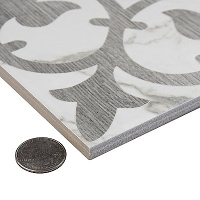 Arte Loire Silver 9-3/4" x 9-3/4" Porcelain Tile - Per Case of 16 Tile - 10.88 Sq. Ft. Per Case