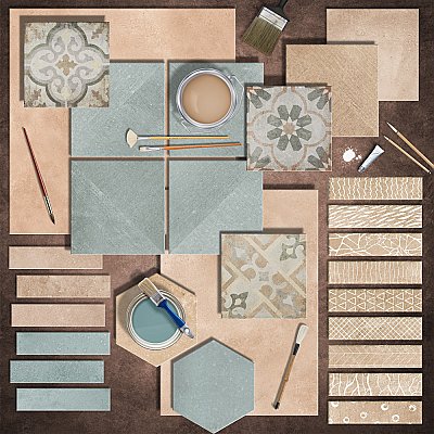 Aspdin Rigato Cotto 9-3/4" x 9-3/4" Porcelain Floor and Wall Tile - 16 Tiles Per Case - 10.88 Square Feet