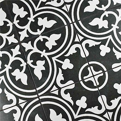 Arte Black 9-3/4" x 9-3/4" Porcelain Tile - Black/Gray- Per Case of 16 - 11.11 Square Feet