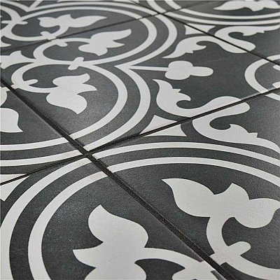 Arte Black 9-3/4" x 9-3/4" Porcelain Tile - Black/Gray- Per Case of 16 - 11.11 Square Feet