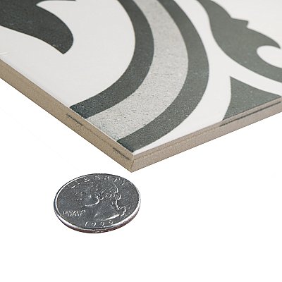 Arte Grey 9-3/4" x 9-3/4"Porcelain Tile - White/Gray- Per Case of 16 - 11.11 Square Feet