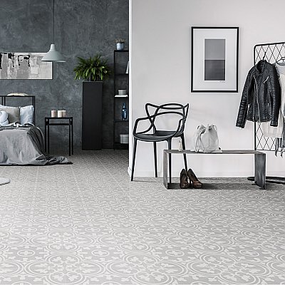 Arte Soft Grey 9-3/4" x 9-3/4" Porcelain Floor & Wall Tile - 16 Tiles Per Case - 10.88 Sq. Ft.