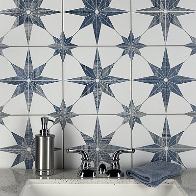 Cassis Stella Blue 9-3/4" x 9-3/4" Porcelain Tile - Per Case of 16 - 11.11 Square Feet