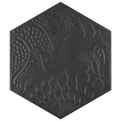 Gaudi Black Hex Ducados 8-5/8" x 9-7/8" Porcelain Tile - Per Case of 25 Tile - 11.41 Sq. Ft. Per Case