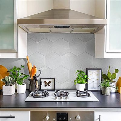 Gaudi Lux White Hex Ducados 8-5/8" x 9-7/8" Porcelain Tile - Per Case of 25 Tile - 11.41 Sq. Ft. Per Case