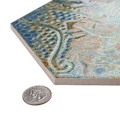 Gaudi React Hex Ocean 8-5/8" x 9-7/8" Porcelain Tile - Per Case of 25 Tile - 11.41 Sq. Ft. Per Case