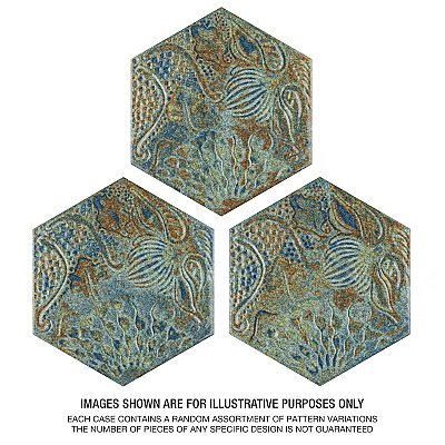 Gaudi React Hex Ocean 8-5/8" x 9-7/8" Porcelain Tile - Per Case of 25 Tile - 11.41 Sq. Ft. Per Case