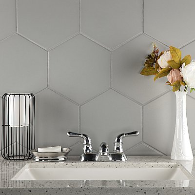 Textile Basic Hex Silver 8-5/8" x 9-7/8" Porcelain Tile - Sold Per Case of 25 - 11.56 Square Feet