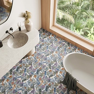 Tahiri Garden 9-3/4" x 9-3/4" Porcelain Floor & Wall Tile - 16 Tiles Per Case - 10.88 Sq. Ft.