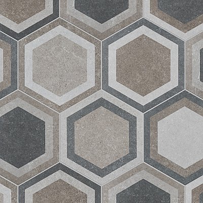 Traffic Hex Combi Grey 8-5/8" x 9-7/8" Porcelain Floor & Wall Tile - 25 Tiles Per Case - 11.5 Sq. Ft.