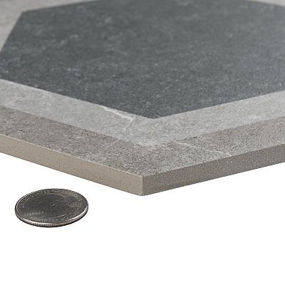 Traffic Hex Combi Grey 8-5/8" x 9-7/8" Porcelain Floor & Wall Tile - 25 Tiles Per Case - 11.5 Sq. Ft.