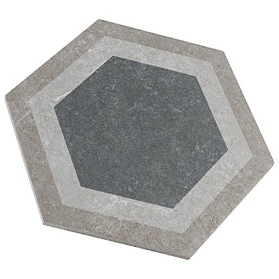Traffic Hex Combi Grey 8-5/8" x 9-7/8" Porcelain Floor & Wall Tile - 25 Tiles Per Case - 11.5 Sq. Ft.