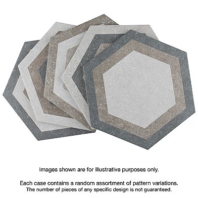 Traffic Hex Combi Grey 8-5/8" x 9-7/8" Porcelain Floor & Wall Tile - 25 Tiles Per Case - 11.5 Sq. Ft.