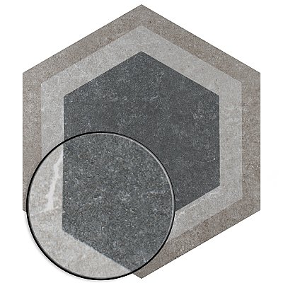 Traffic Hex Combi Grey 8-5/8" x 9-7/8" Porcelain Floor & Wall Tile - 25 Tiles Per Case - 11.5 Sq. Ft.