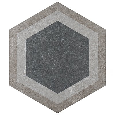 Traffic Hex Combi Grey 8-5/8" x 9-7/8" Porcelain Floor & Wall Tile - 25 Tiles Per Case - 11.5 Sq. Ft.