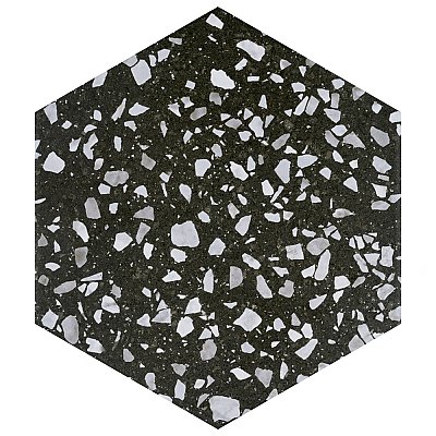 Venice Hex Black 8-5/8"x9-7/8" Porcelain Floor and Wall Tile - Per Case of 25 - 11.56 Sq. Ft