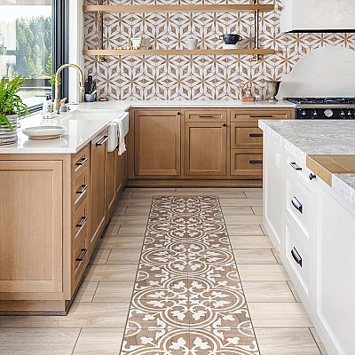 Llama Hex Flower Loire Noce 8-5/8" x 9-7/8" Porcelain Floor & Wall Tile - 25 Tiles Per Case - 11.5 Sq. Ft.