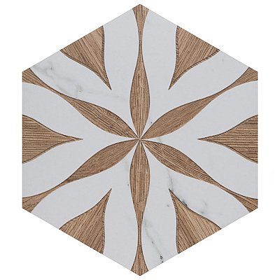 Llama Hex Flower Loire Noce 8-5/8" x 9-7/8" Porcelain Floor & Wall Tile - 25 Tiles Per Case - 11.5 Sq. Ft.