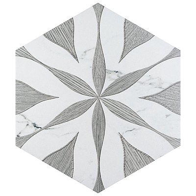 Llama Hex Flower Loire Silver Smoke 8-5/8" x 9-7/8" Porcelain25 Tiles Per Case - 11.5 Sq. Ft.