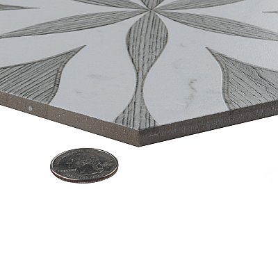 Llama Hex Flower Loire Silver Smoke 8-5/8" x 9-7/8" Porcelain25 Tiles Per Case - 11.5 Sq. Ft.