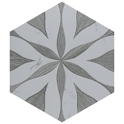 Llama Hex Flower Loire Silver Smoke 8-5/8" x 9-7/8" Porcelain25 Tiles Per Case - 11.5 Sq. Ft.