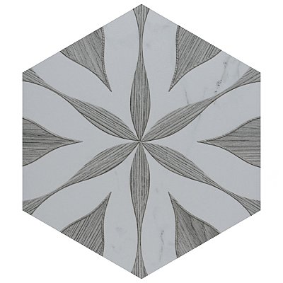 Llama Hex Flower Loire Silver Smoke 8-5/8" x 9-7/8" Porcelain25 Tiles Per Case - 11.5 Sq. Ft.