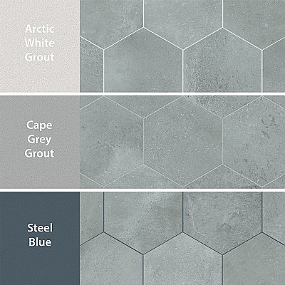 Aspdin Hex Grey 8-5/8" x 9-7/8" Porcelain Floor and Wall Tile - 25 Tiles Per Case - 11.5 Square Feet