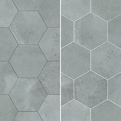 Aspdin Hex Grey 8-5/8" x 9-7/8" Porcelain Floor and Wall Tile - 25 Tiles Per Case - 11.5 Square Feet
