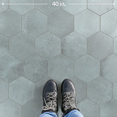 Aspdin Hex Grey 8-5/8" x 9-7/8" Porcelain Floor and Wall Tile - 25 Tiles Per Case - 11.5 Square Feet