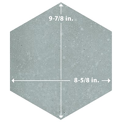 Aspdin Hex Grey 8-5/8" x 9-7/8" Porcelain Floor and Wall Tile - 25 Tiles Per Case - 11.5 Square Feet