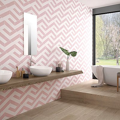 Porto Capri Hex Rose 8-5/8"x 9-7/8" Porcelain Tile - Per Case of 5 Sheets - 5.30 Sq. Ft.
