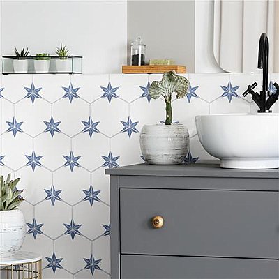 Stella Hex Azul 8-5/8" x 9-7/8" Porcelain Tile - Per Case of 25 Tile - 11.56 Sq. Ft. Per Case