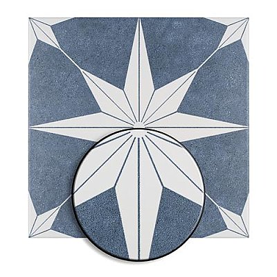 Stella Day Blue and White 9-3/4" x 9-3/4" Ceramic Tile - Sold Per Case of 16 - 11.11 Square Feet Per Case