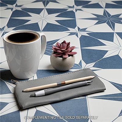 Stella Day Blue and White 9-3/4" x 9-3/4" Ceramic Tile - Sold Per Case of 16 - 11.11 Square Feet Per Case