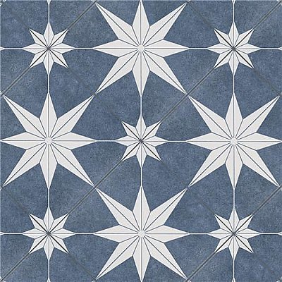 Stella Day Blue and White 9-3/4" x 9-3/4" Ceramic Tile - Sold Per Case of 16 - 11.11 Square Feet Per Case